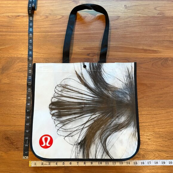 lululemon athletica Handbags - Lululemon Large White ReusableTote Bag‎ with Black Graphic